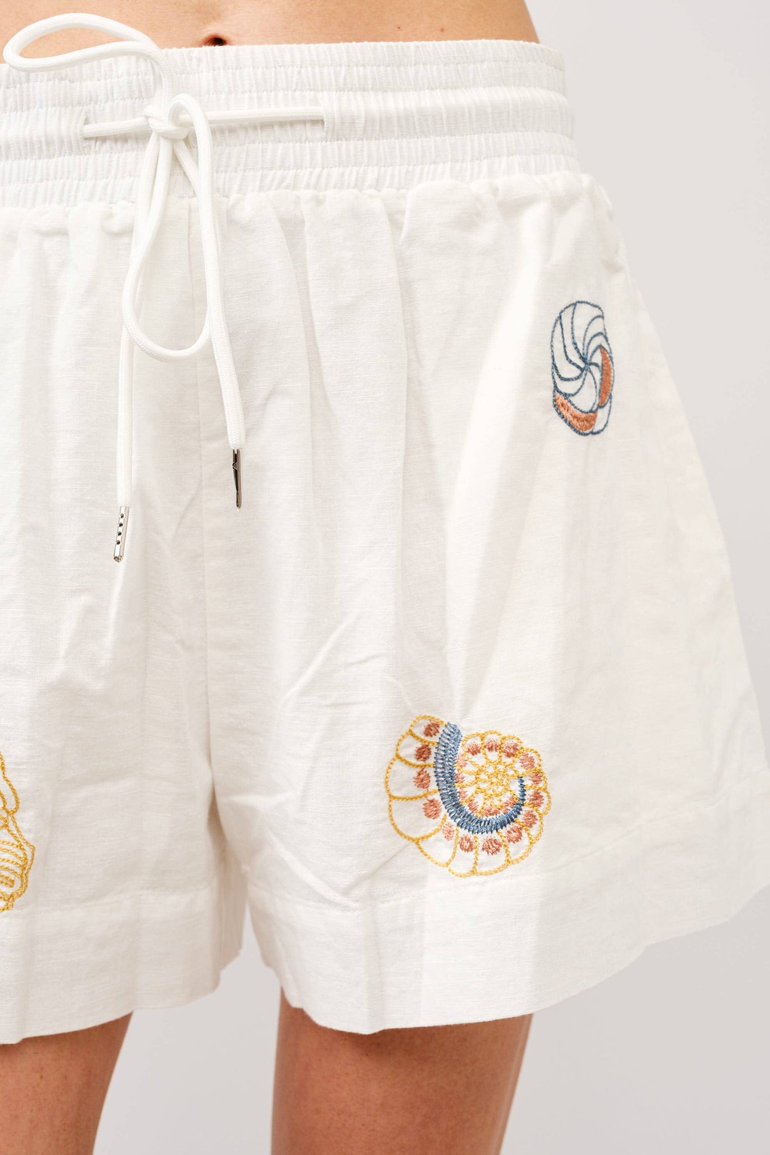 Seaside Shell Embroidered Shorts