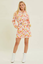 Watercolor Daisies Denim Dress