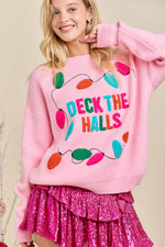 Deck the Halls Pink Christmas Sweater