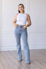 Crystal Studs Straight Leg Jeans