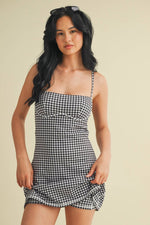 Gingham Print Sweetheart Dress