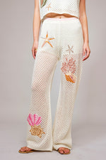 Seashell Embroidered Pants