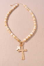 BEAD CROSS PENDANT NECKLACE