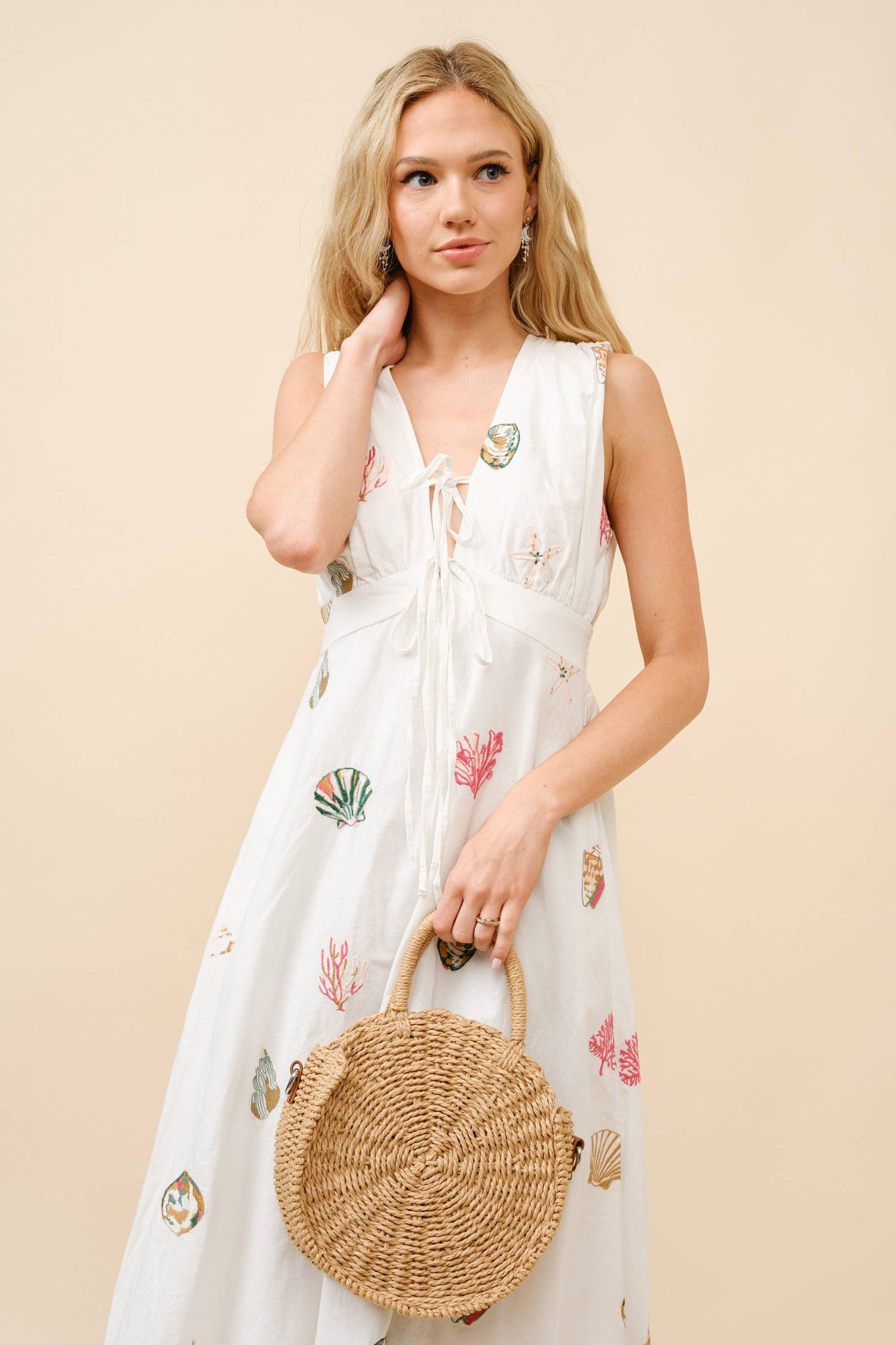 Seaside Shell Embroidered Dress
