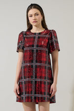 Sequin Plaid Mini Dress