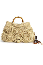 Floral Textured Handle Crossbody Bag
