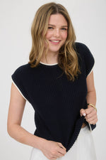 Contrast Short Sleeve Sweater