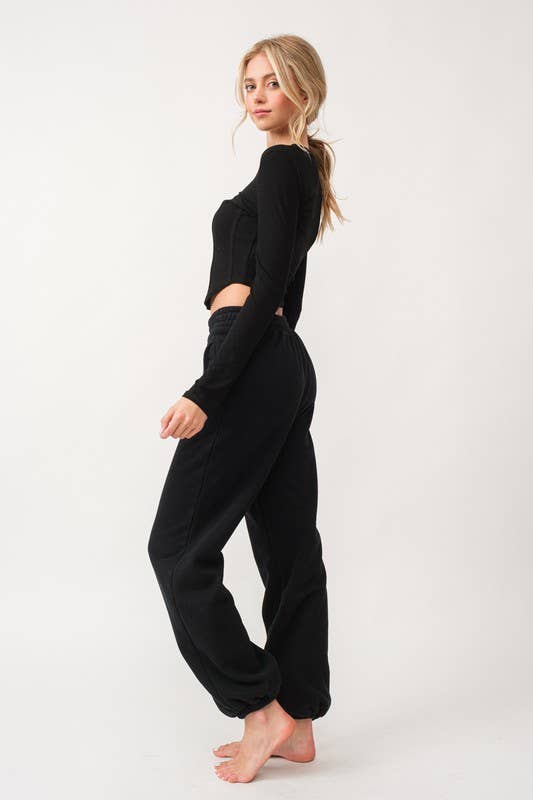 Corset Long Sleeve Tee with Embroidery