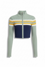Crop Stripe Zip Pullover