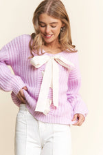 Cozy Cutie Cable Knit Ribbon Sweater