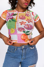 Topical Mesh Crop Tee