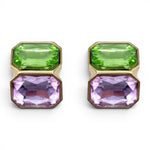 Clara Peridot And Light Amethyst Double Stone Clip Earrings