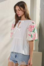Embroidered Sleeve Blouse