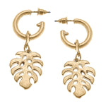Monstera Leaf Drop Hoop Earrings