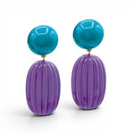 Arabella Turquoise And Purple Resin Clip Earrings