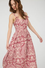 Floral Damask Midi Dress