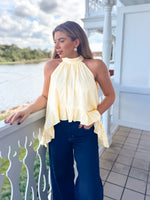Halter Ruffle Tiered High-Neck Top