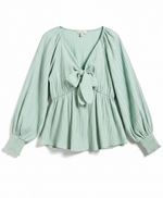 Sage Tie Front Top