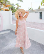 Pink Palms Midi Dress