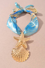 STARFISH SHELL SILK SCARF NECKLACE