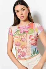 Topical Mesh Crop Tee