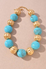 STONE METAL BEAD STATEMENT NECKLACE