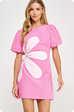 Side Cut-Out Flower Detail Mini Dress