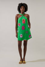 Tropical Postcard Halter Mini Dress