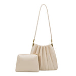 Carrie Ivory Pleated Vegan Leather Shoulder Bag