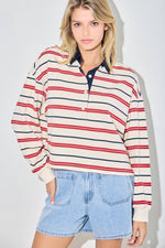 Retro Rugby Stripe Long Sleeve Top
