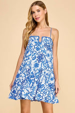 Porcelain Florals Contrast Stitch Dress