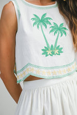 Palmette Embroidered Crop Top