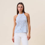 Shell Embellished Halter Top