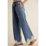 Lace Trim Denim Pants