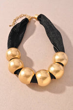 Gold Ball Mesh Statement Necklace