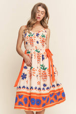 La Brisa Floral Print Smocked Midi Dress
