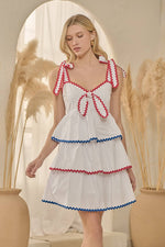 Red, White & Blue Tiered Mini Dress