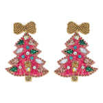 Pink Christmas Tree Earrings