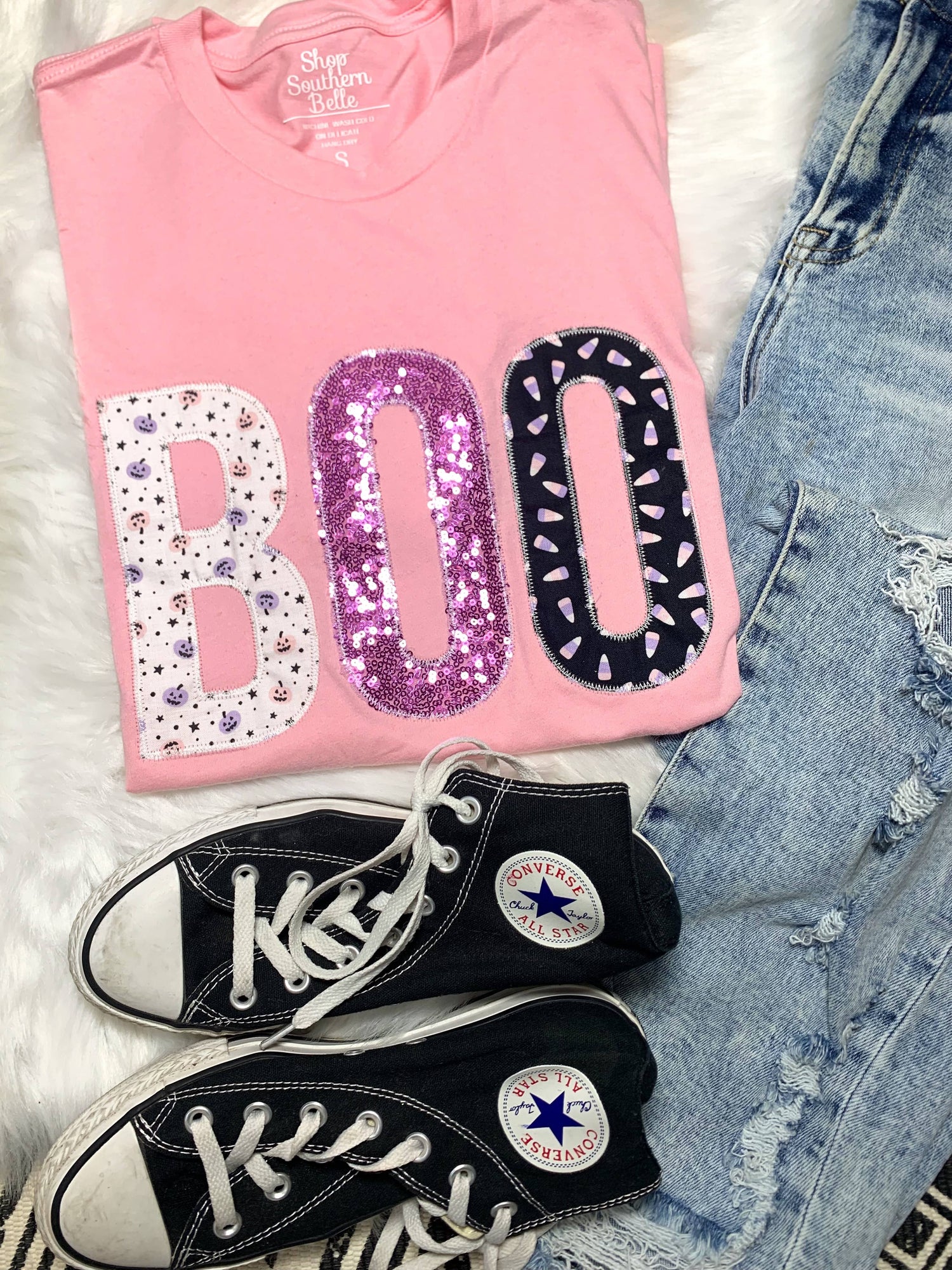 Pink Halloween Boo Short Sleeve Tee