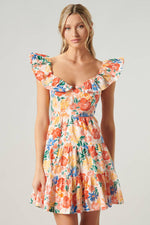 Saint Lucia Floral Sweetheart Ruffle Mini Dress