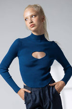 Heart Cutout Mock Neck Top