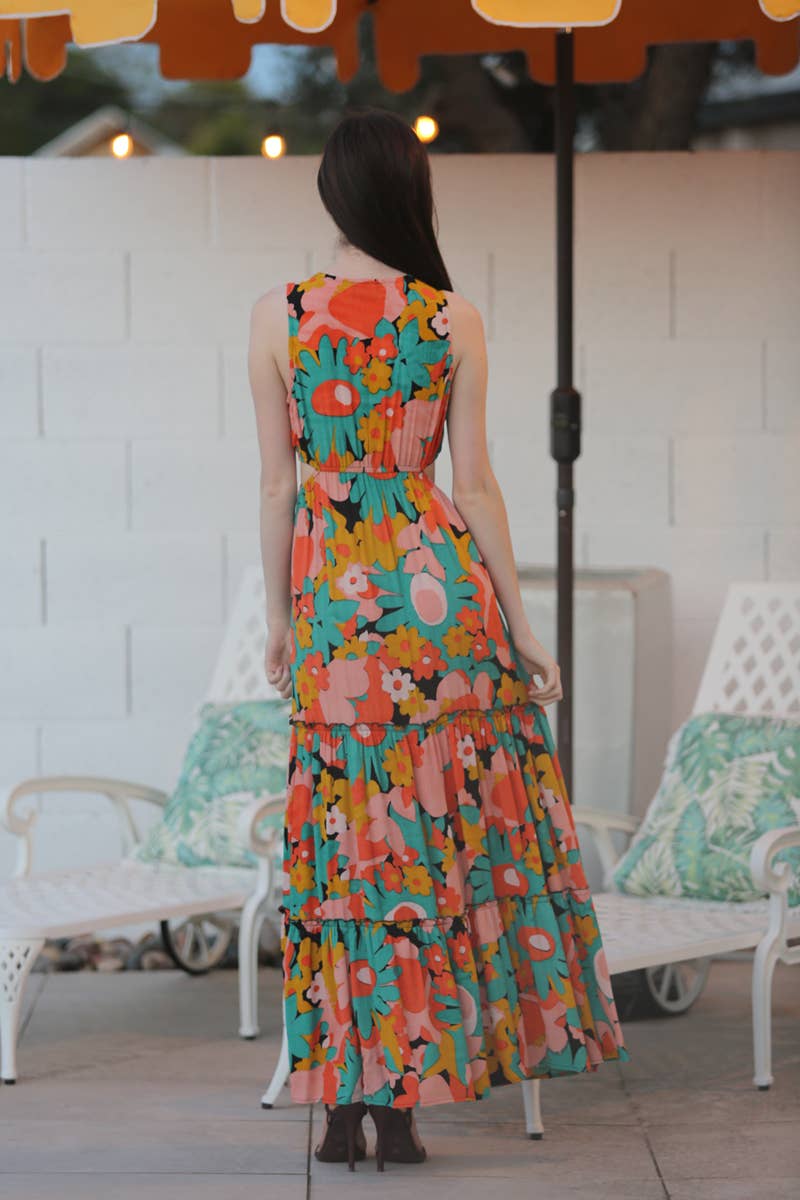 Floral Frenzy Cutout Maxi Dress