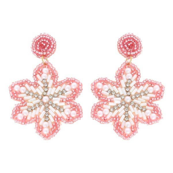 Pink Snowflake Earrings