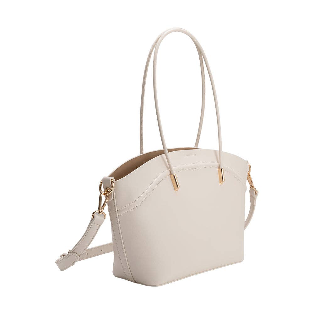 Hazel Ivory Recycled Vegan Leather Tote Bag
