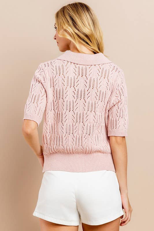 Morning Stroll Collared Sweater Top