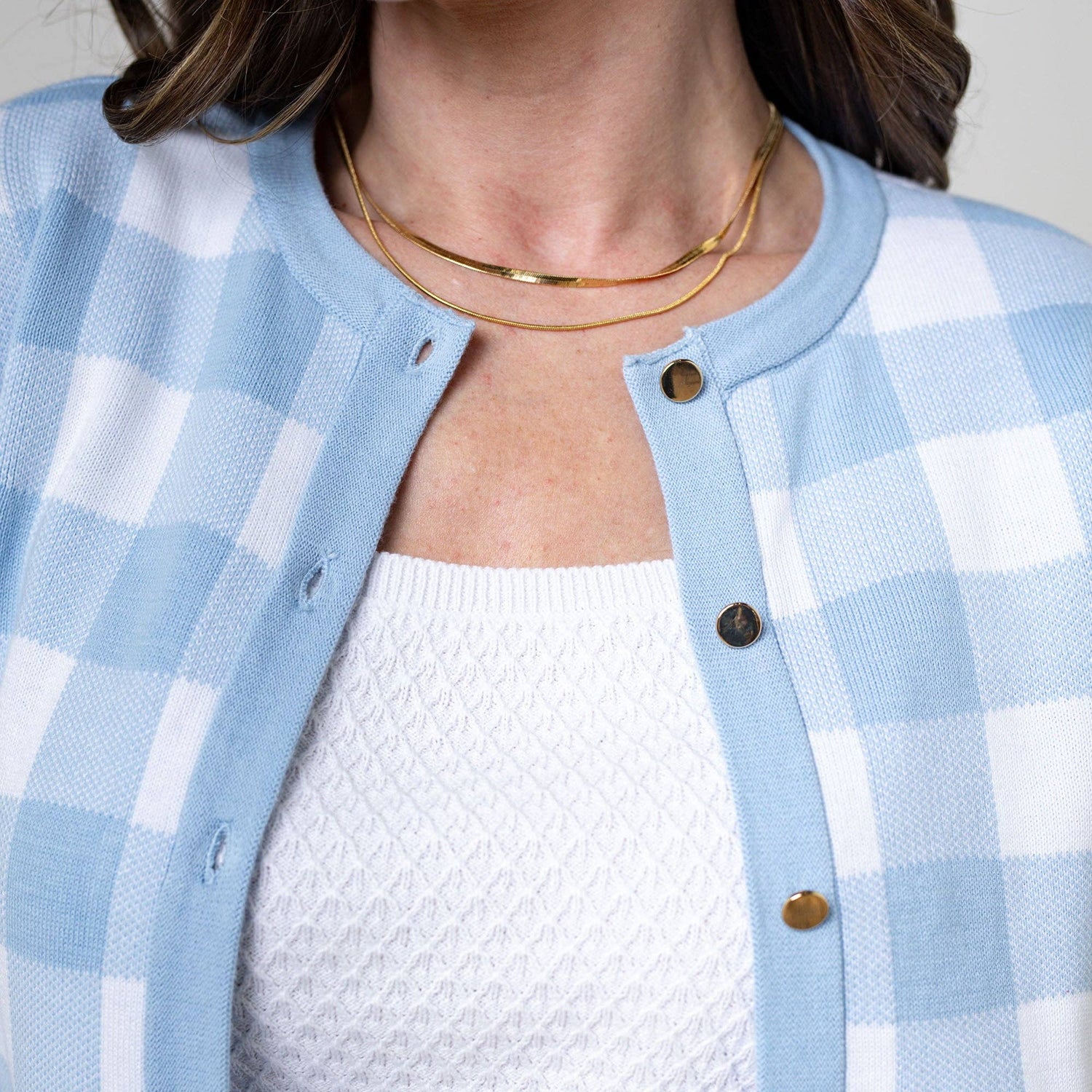 Blue Check Sweater Cardigan