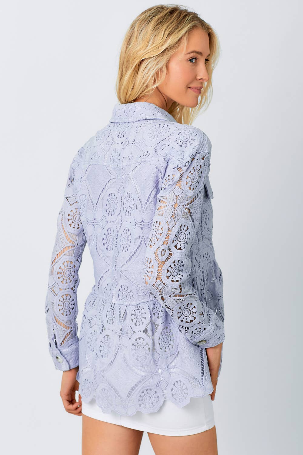 Pippa Lace Peplum Trucker Jacket