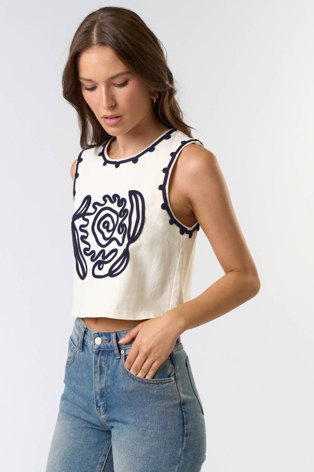 On a Whim Cord Detail Denim Vest Top