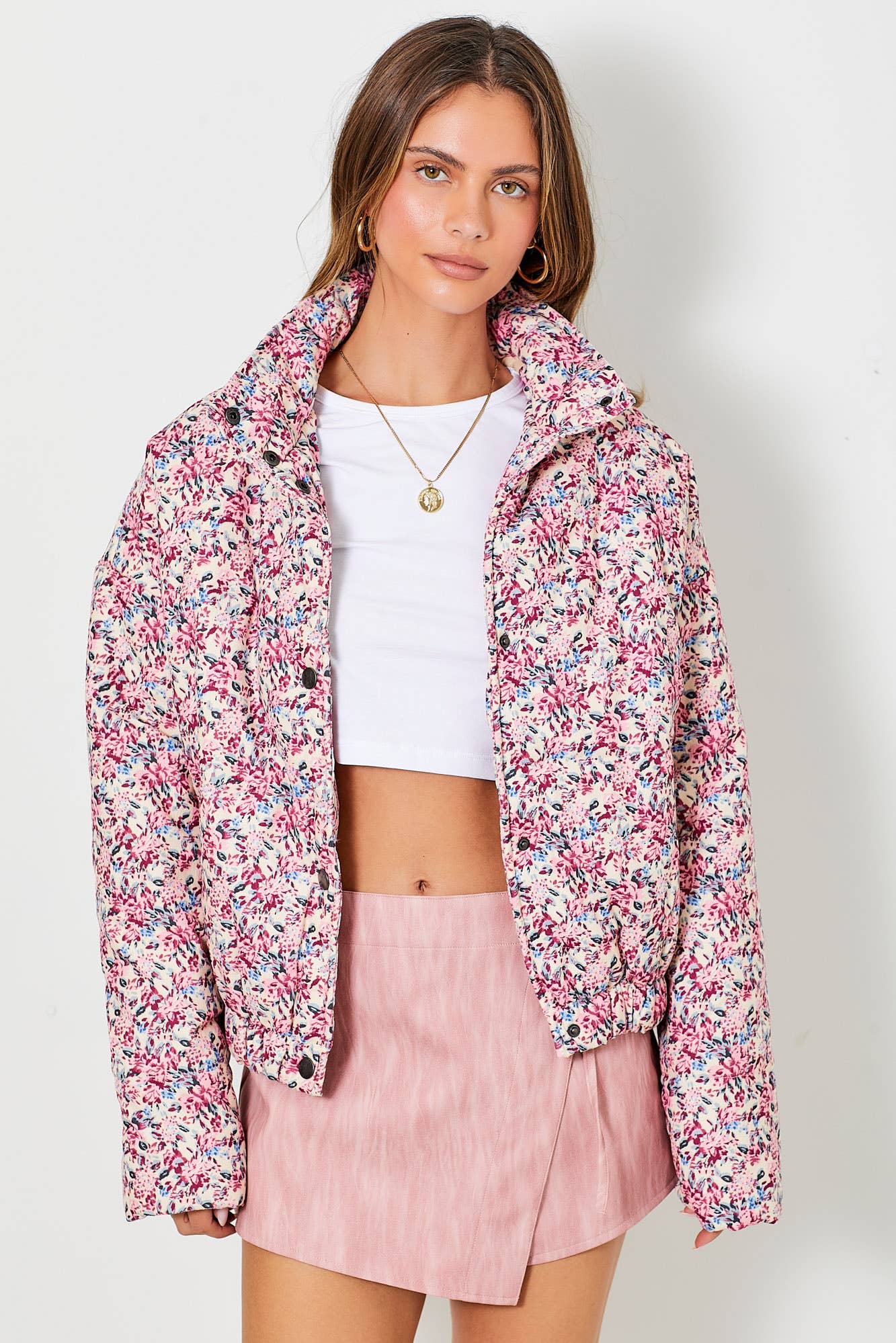 Wishful Thinking Floral Puffer Jacket