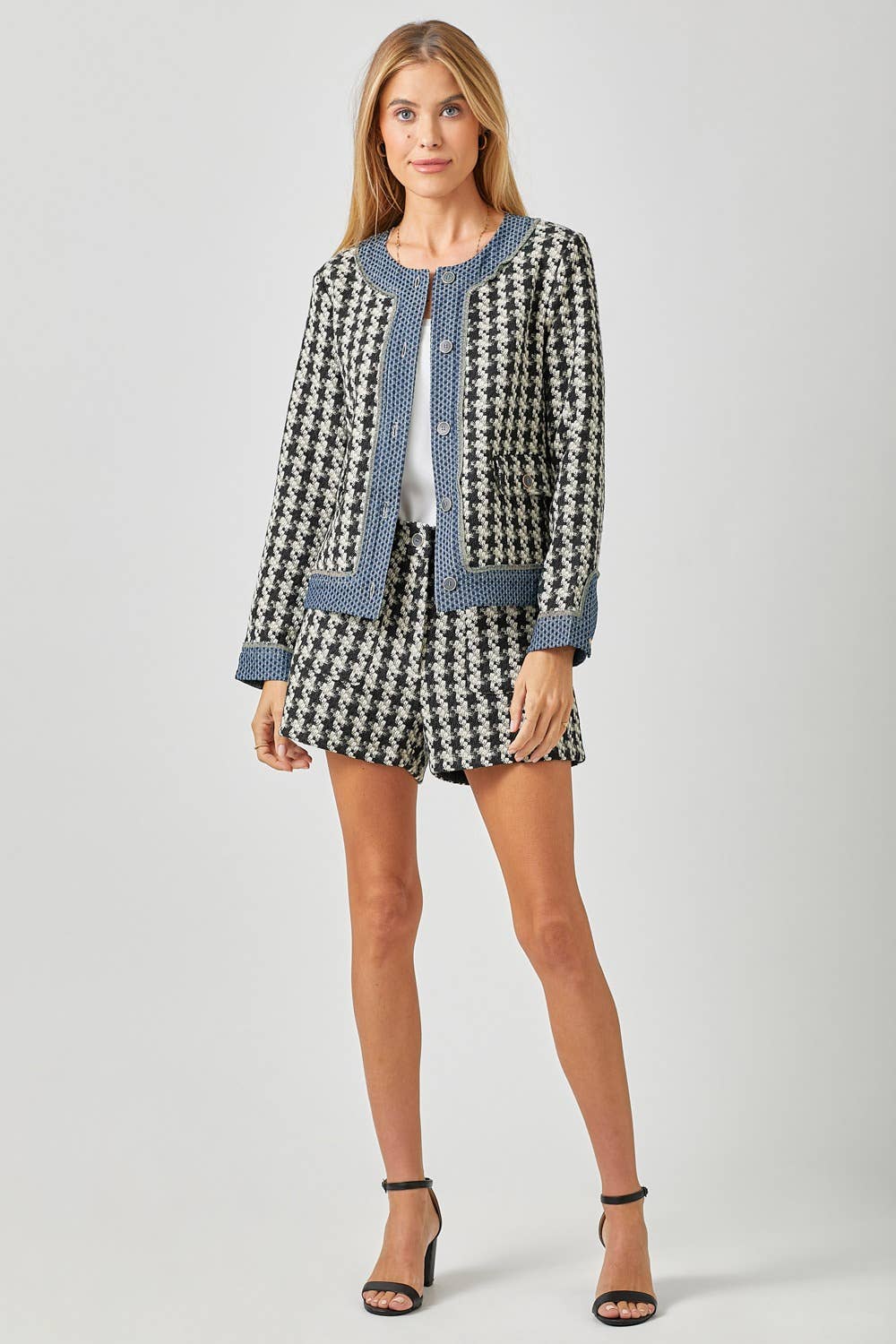 C'est Femme Houndstooth Tweed Jacket